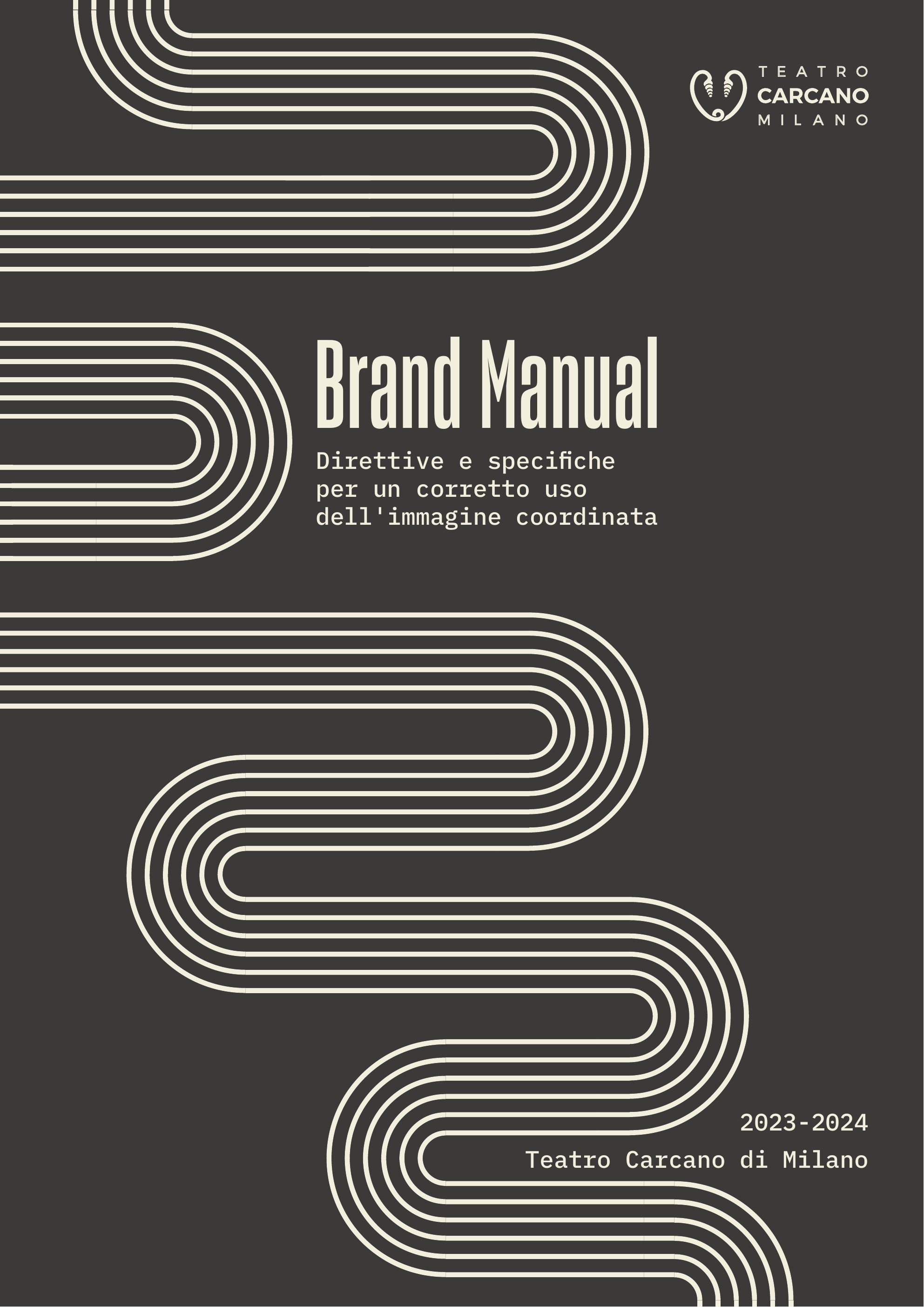 Teatro Carcano brand manual cover with the redesigned visual identity