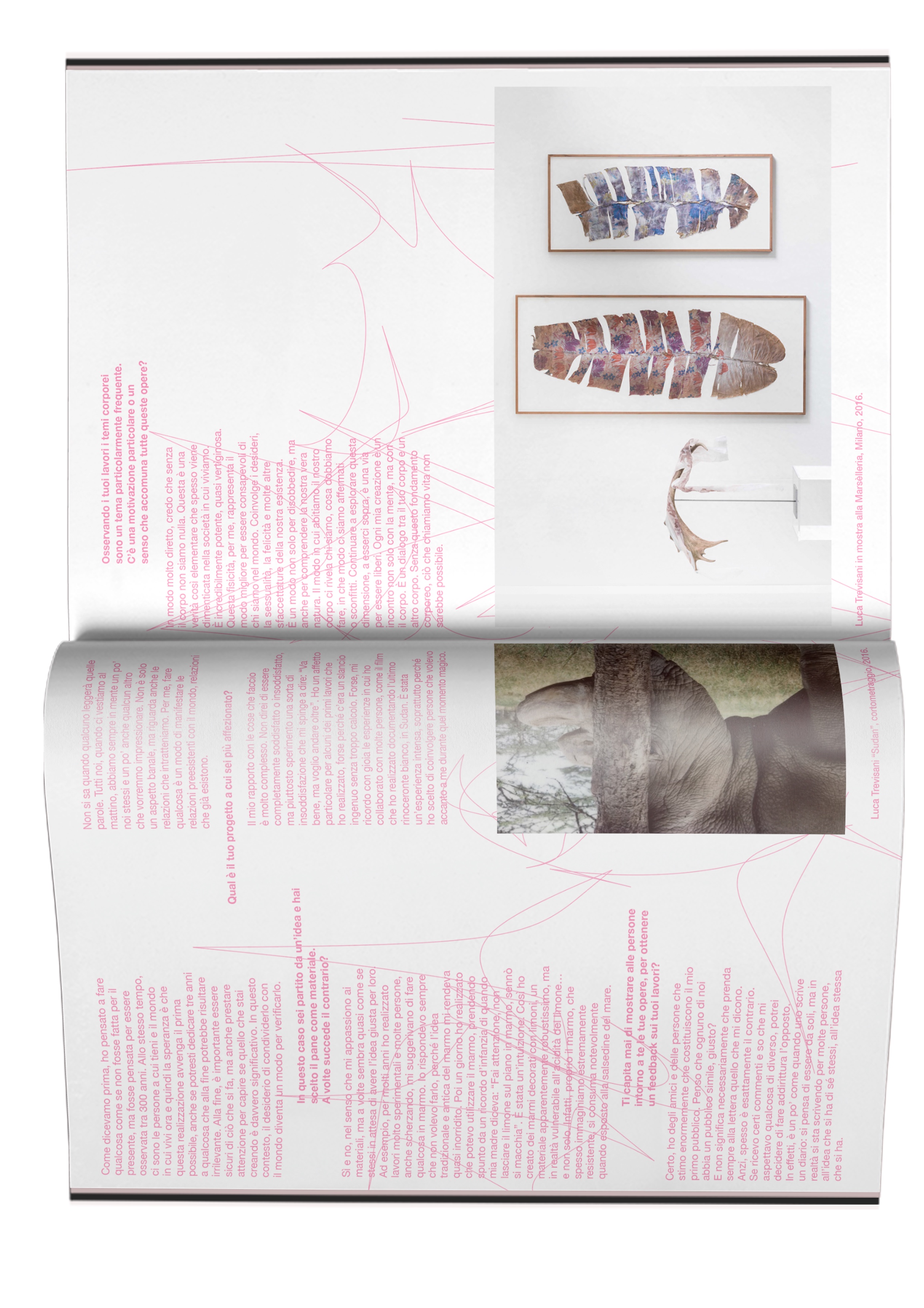 PARTI Magazine open spread with pink typography and photographic work